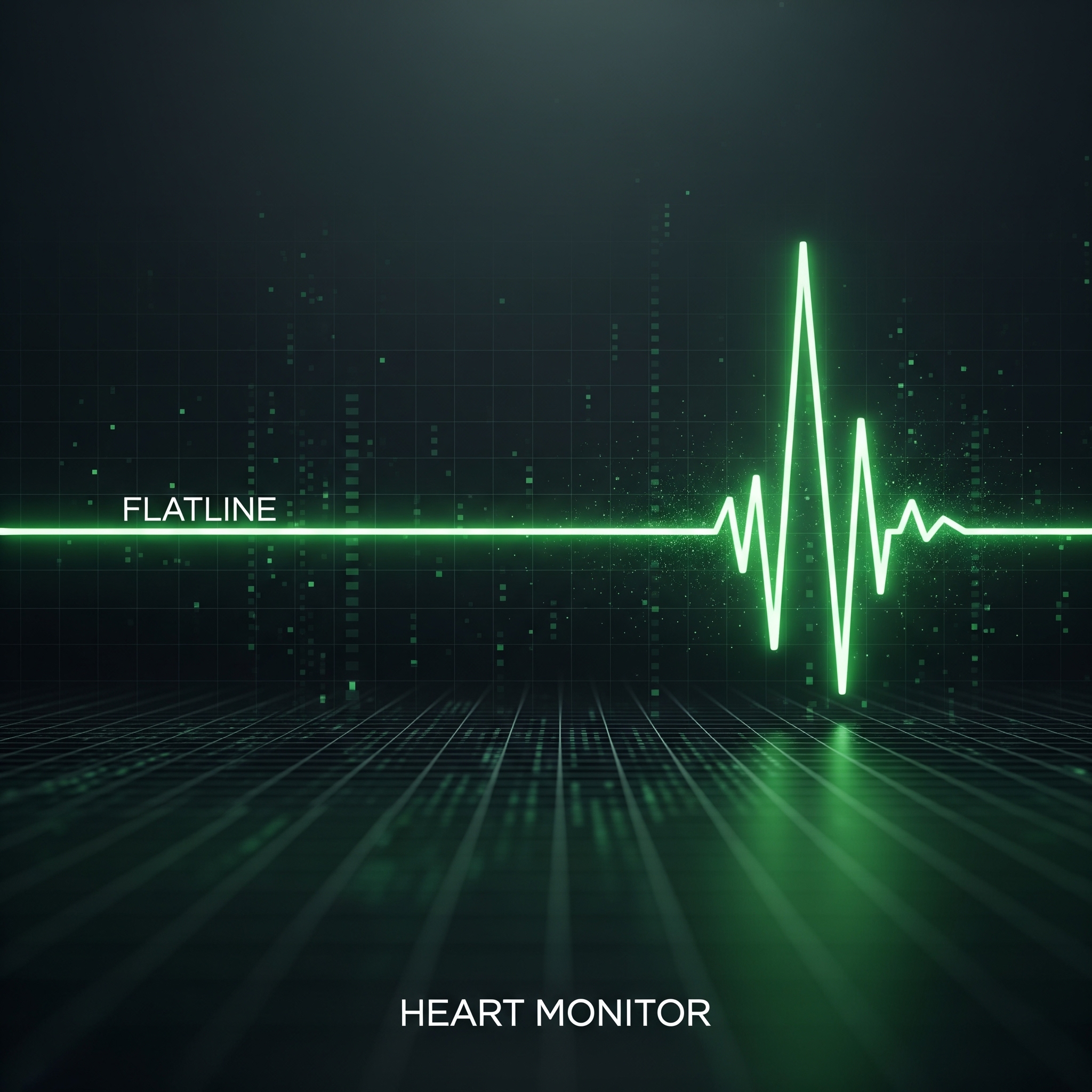 Heartbeat Monitor showing a chart going from flatline to active