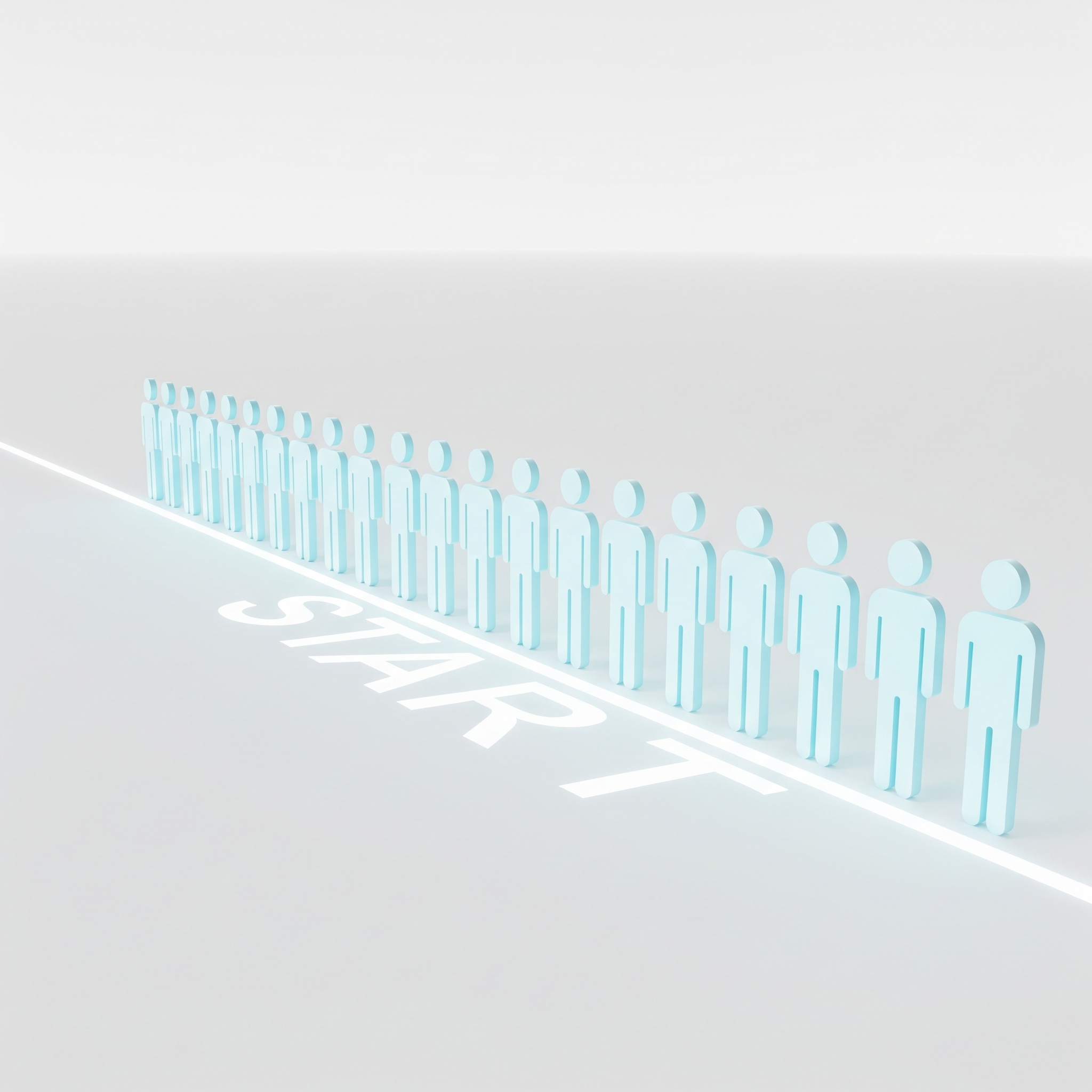 Figures standing at a starting line